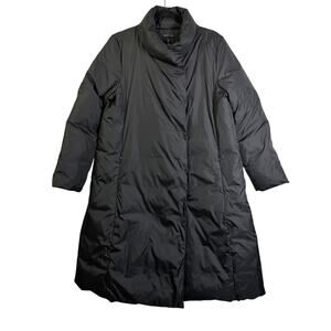 EILEEN FISHER Coat Medium Long‎ Puffer Down Filled Funnel Neck Zip Side Pockets